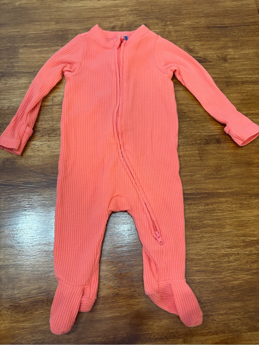 Old Navy Coral Ribbed Footed Two Way Zipper Sleeper